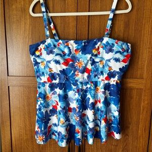 SHEIN Red and Blue Tankini Swim Top